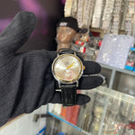 BESTWIN Classic Dual-Tone Silver & Gold Leather Watch